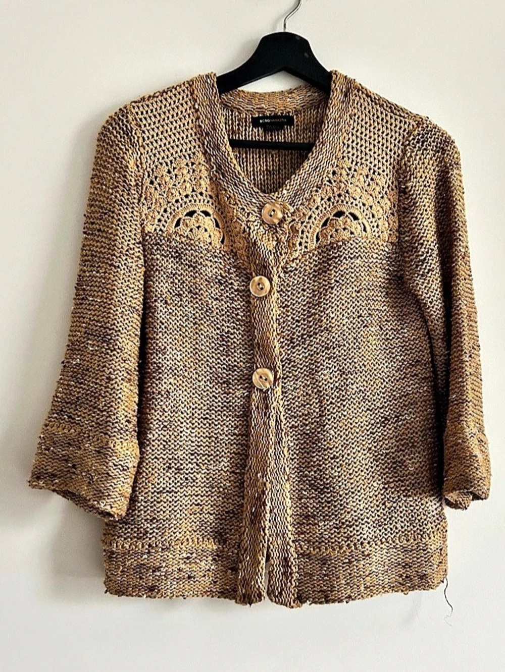 BCBG MAXAZRIA Chunky Knit Gold Cardigan